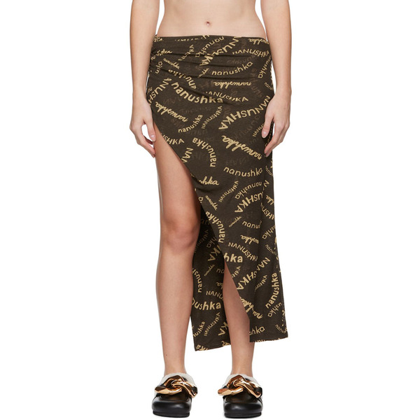  Nanushka Brown Taina Midi Skirt 