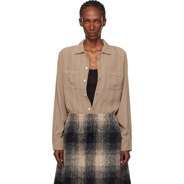  Needles Beige Open Collar Shirt 