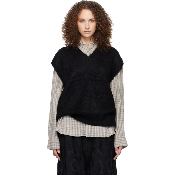  Needles Black Mohair Knit Vest 