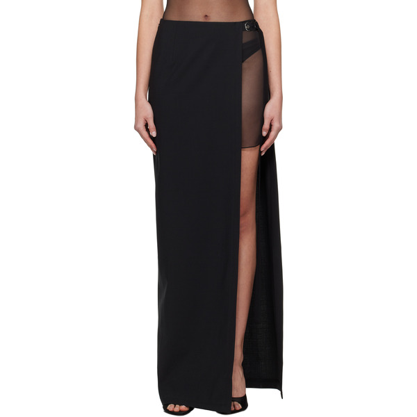  Nensi Dojaka Black High Split & Ooo Buckle Maxi Skirt 