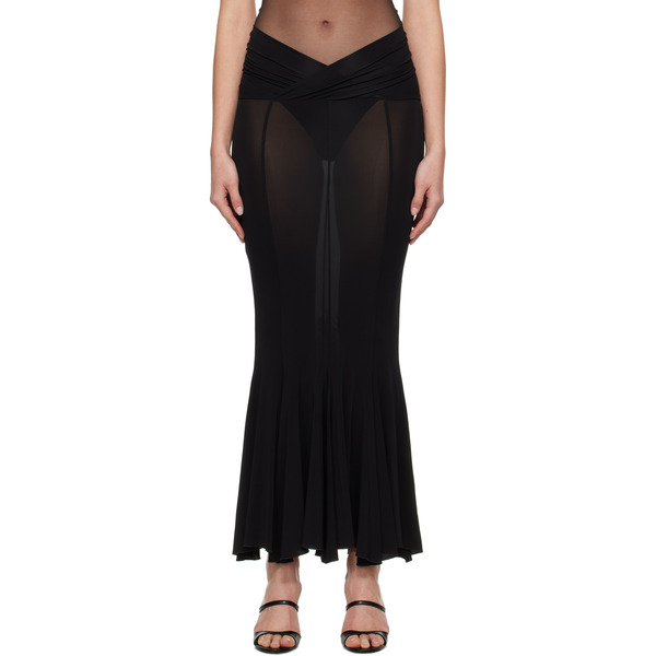  Nensi Dojaka Black V Waist Flared Midi Skirt 