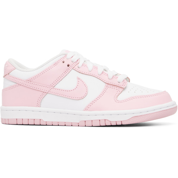  Nike Big Kids Pink & White Dunk Low Sneakers 