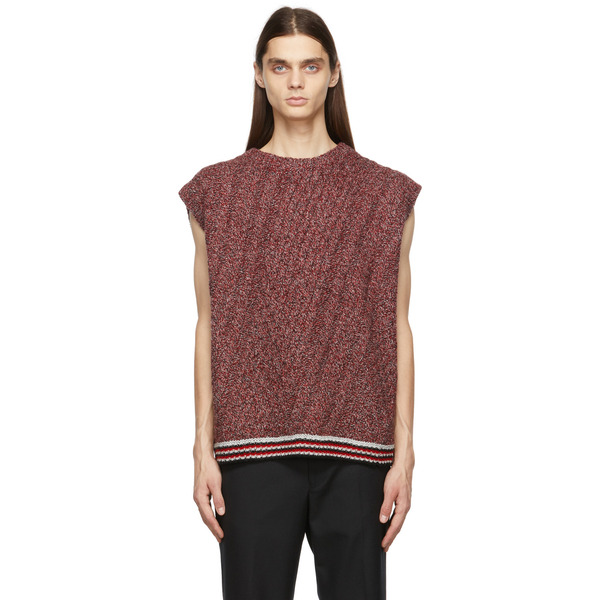  Noma T.d. Red Cable Knit Twisted Vest 