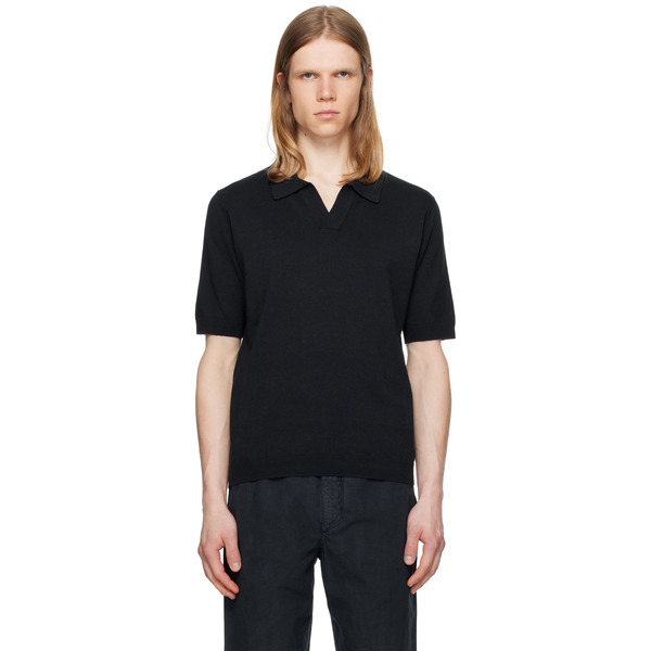  Norse Projects Navy Leif Cotton Linen Polo 