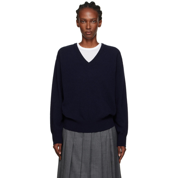  Nothing Written Navy Puno V-neck Pullover Sweater 