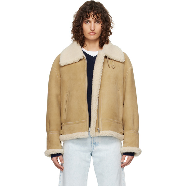  Nour Hammour Beige Portia Shearling Jacket 