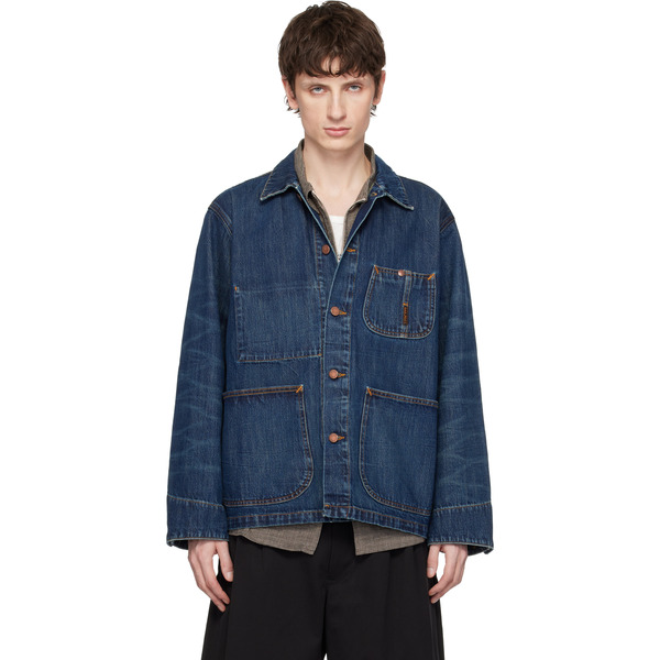  Nudie Jeans Blue Howie Denim Chore Jacket 