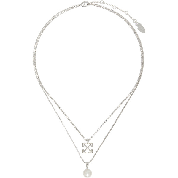  Off-white Arrow Faux-pearl Double Necklace 