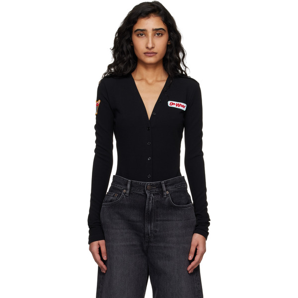  Off-white Black Heavy Jersey Button Up Bodysuit 