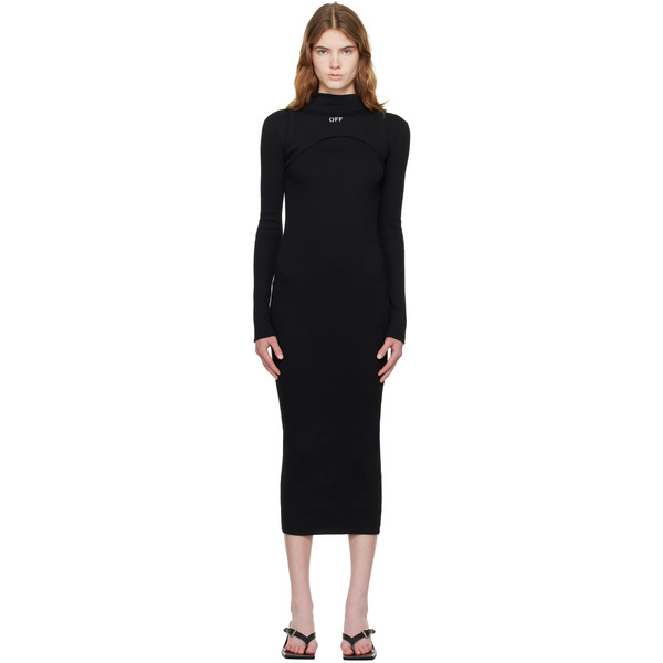  Off-white Black 'off' Stamp Rib Round Maxi Dress 