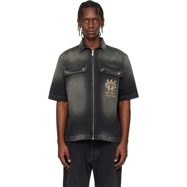  Off-white Black Zip Bowling Denim Shirt 