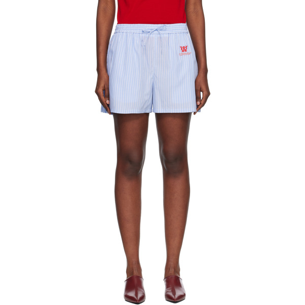  Off-white Blue Striped Poplin Shorts 