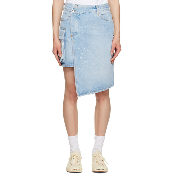  Off-white Blue Toybox Painted Denim Miniskirt 