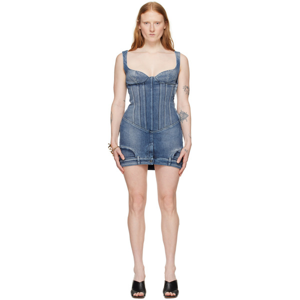  Off-white Blue Upside Down Denim Minidress 