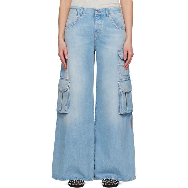  Off-white Blue Wide-leg Denim Jeans 