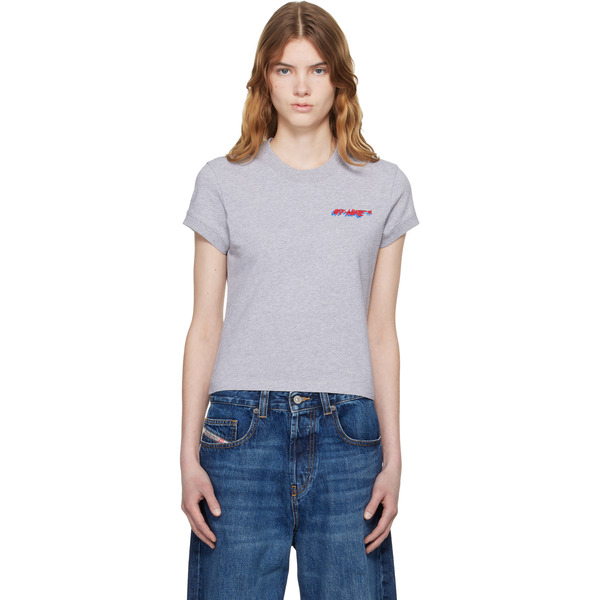  Off-white Gray 'off-white' Shadow Fitted T-shirt 