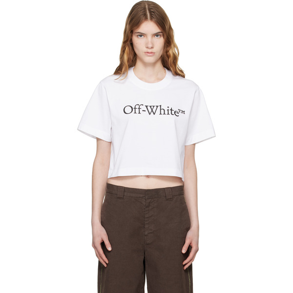  Off-white White Big Logo Bookish Crop T-shirt 