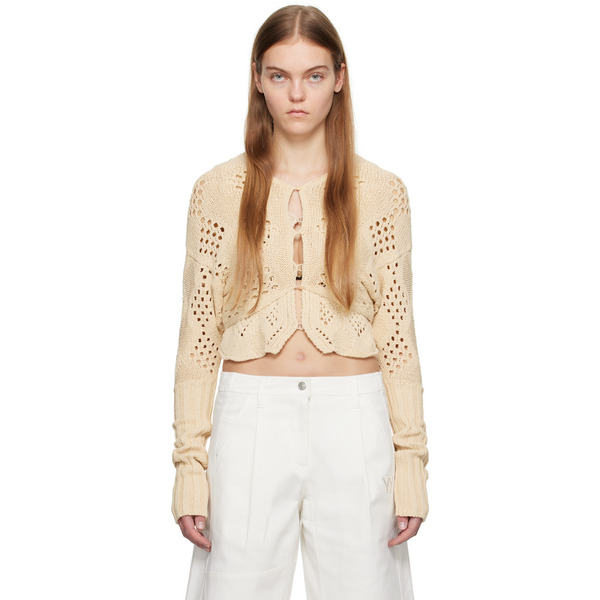  Open Yy Beige Argyle Cardigan 