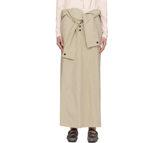 Open Yy Beige Wrap Trench Midi Skirt 