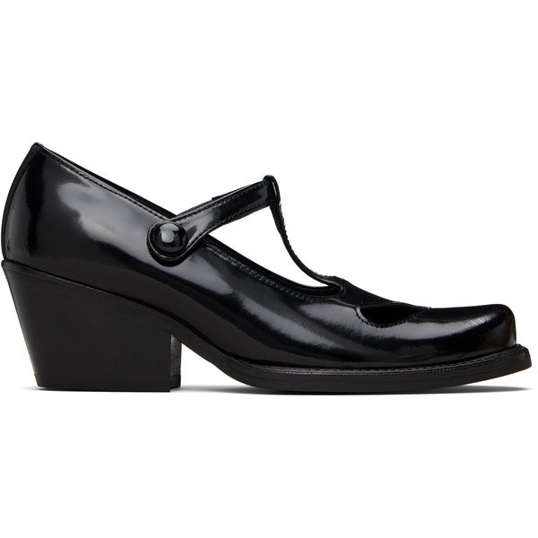  Open Yy Black Western Cutout Mary Jane Heels 