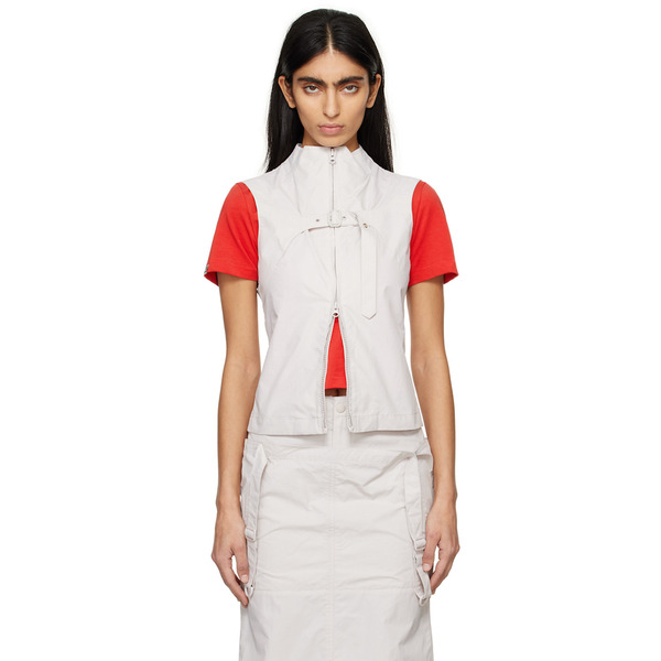  Open Yy Gray Belted Vest 