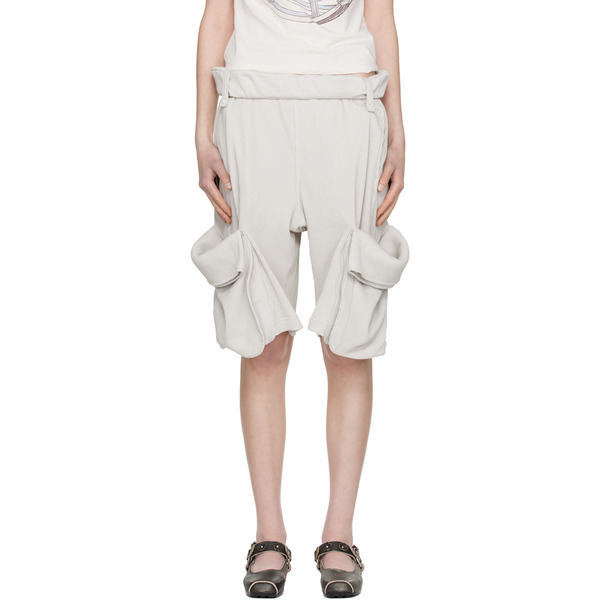  Open Yy Gray Rolled Waist Sweat Cargo Shorts 