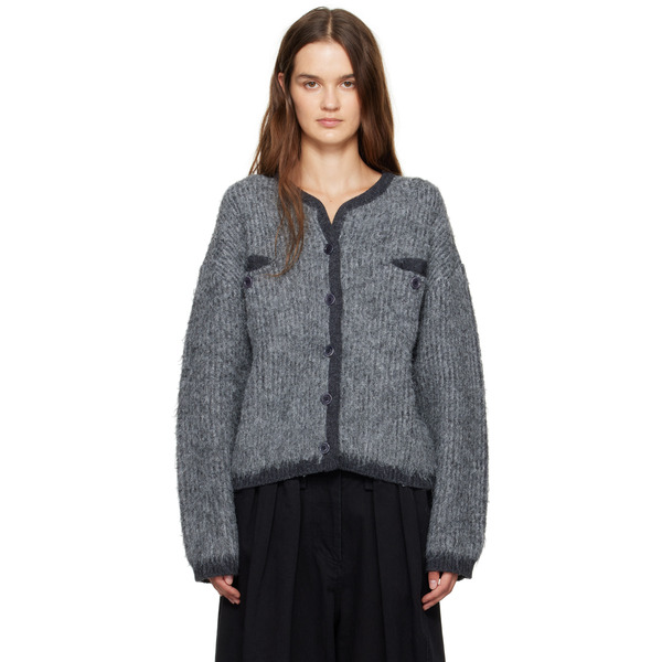  Open Yy Gray Shaggy Cardigan 