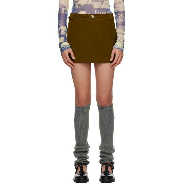  Open Yy Khaki Belted Miniskirt 