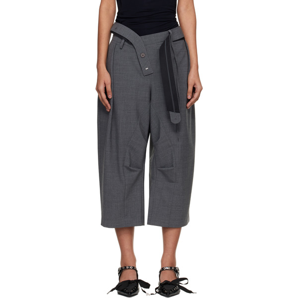  Ottolinger Gray Strapped Baggy Suit Shorts 