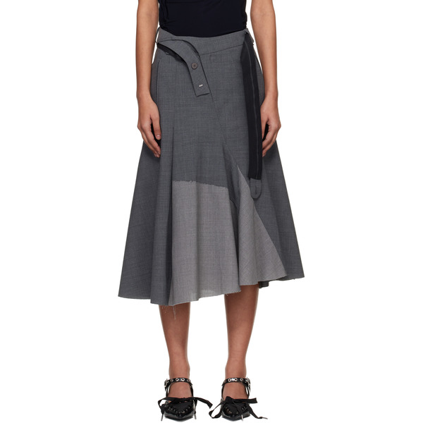  Ottolinger Gray Strapped Business Midi Skirt 