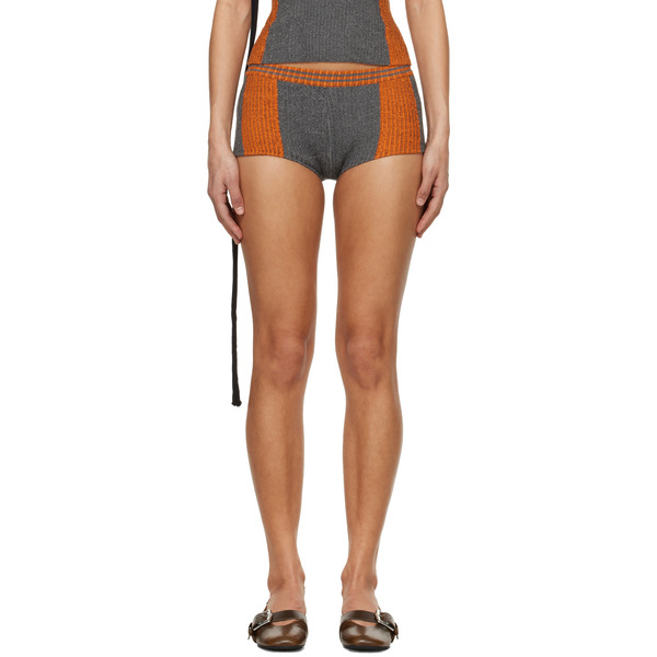  Ottolinger Orange & Gray Textured Knit Team Shorts 