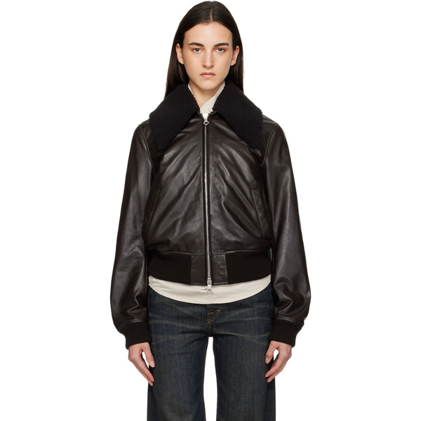  Our Legacy Brown Pharos Leather Bomber Jacket 
