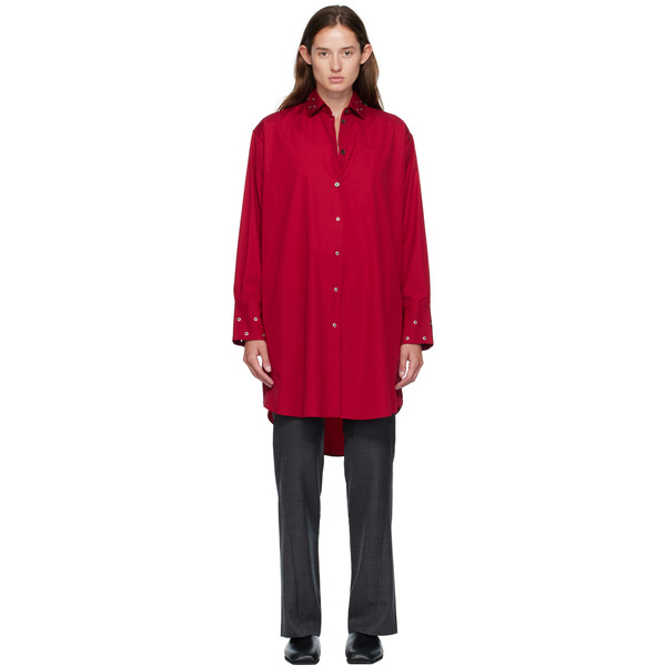  Our Legacy Red Frock Shirt Midi Dress 