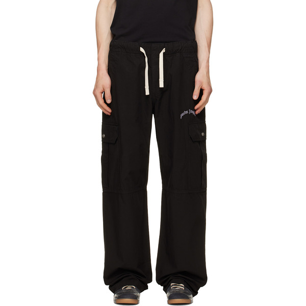  Palm Angels Black Curved Logo Loose Cargo Pants 