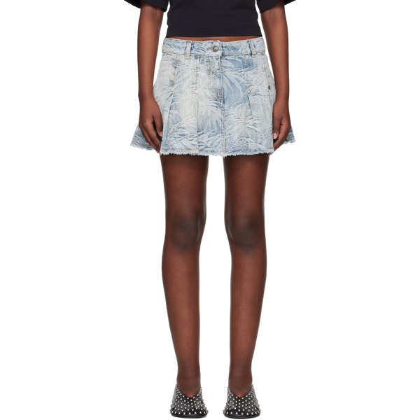  Palm Angels Blue Palms Jacquard Denim Miniskirt 