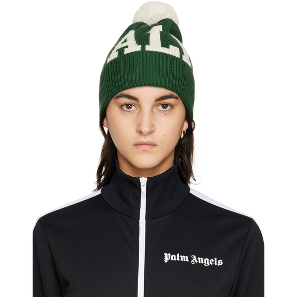  Palm Angels Green Pom Pom Beanie 