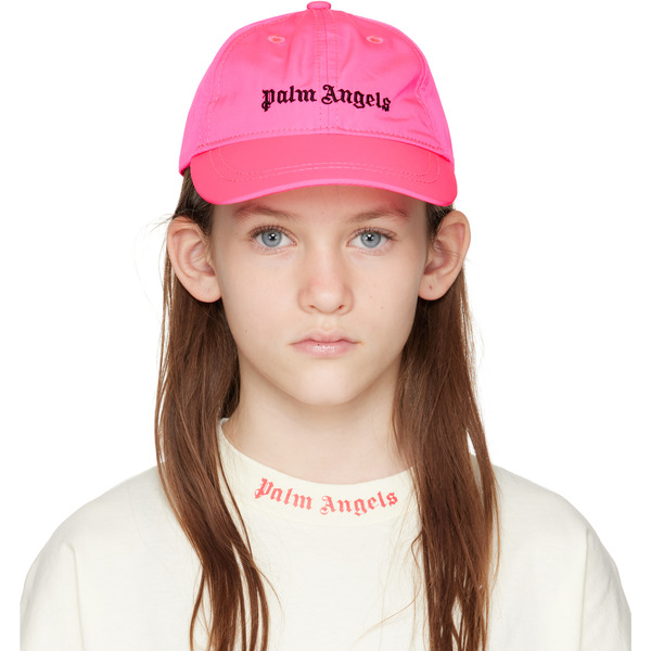  Palm Angels Kids Pink Logo Baseball Cap 