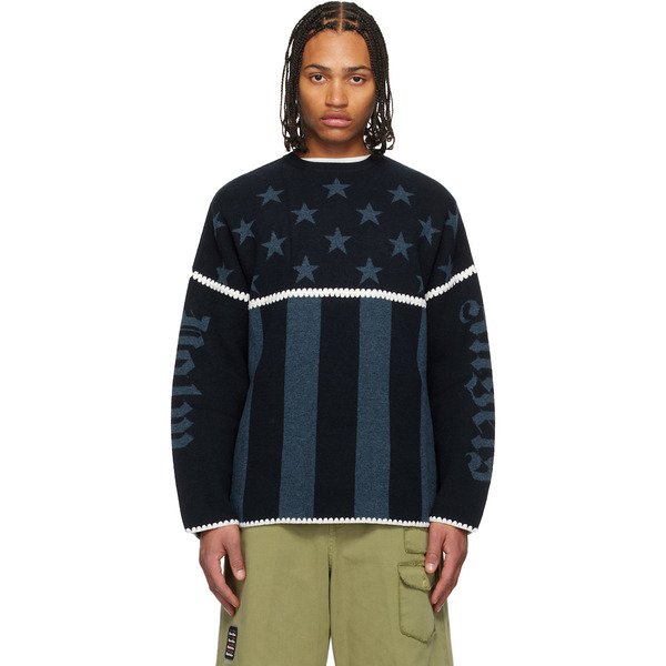  Palm Angels Navy Stars & Stripes Sweater 