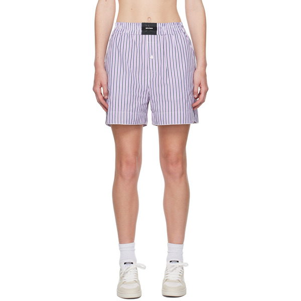  Palm Angels Purple & White Striped Shorts 