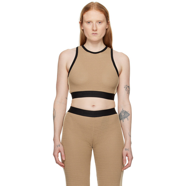  Palm Angels Taupe Cropped Tank Top 