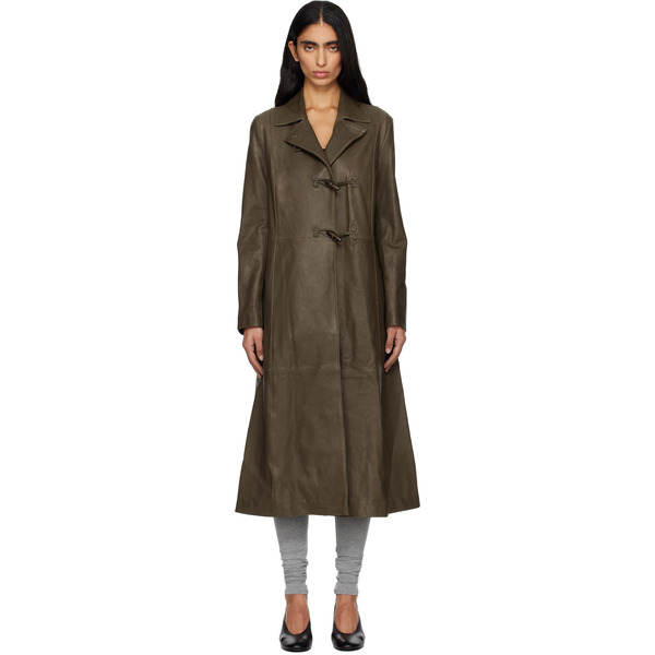  Paloma Wool Khaki Nolan Leather Coat 