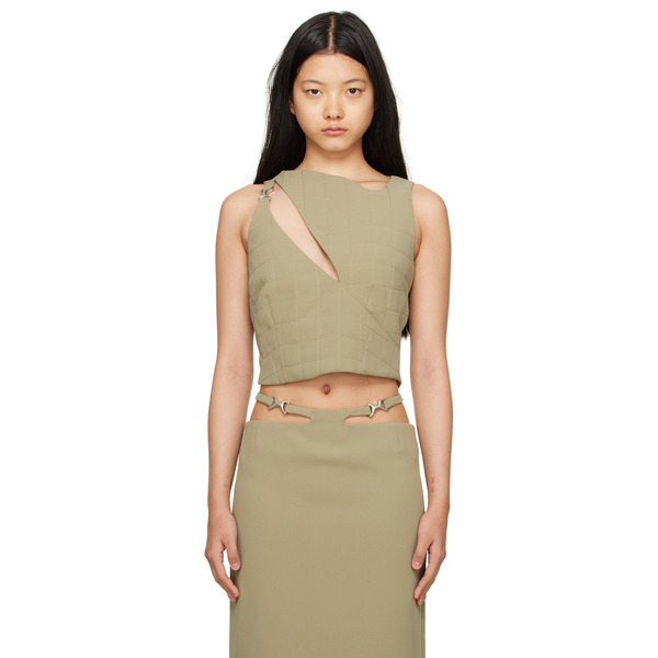  Paris Georgia Khaki Quilted Tank Top 