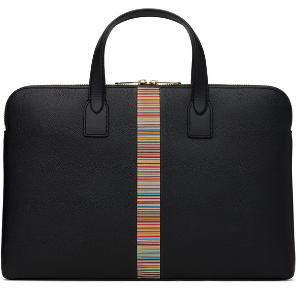  Paul Smith Black 'signature Stripe' Slim Folio Briefcase 