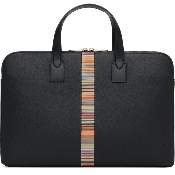  Paul Smith Black 'signature Stripe' Slim Folio Briefcase 
