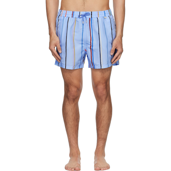 Paul Smith Blue 'painted Stripe' Swim Shorts 