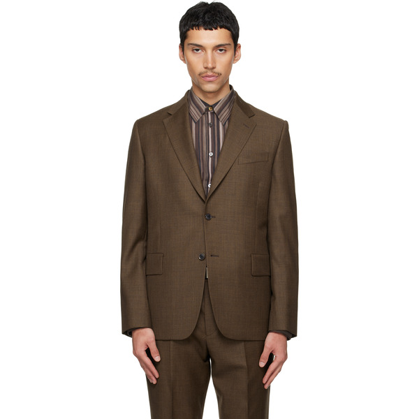  Paul Smith Brown Two-piece 'the Brierley' Sharkskin Wool Suit 