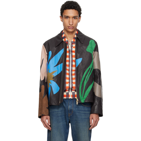  Paul Smith Multicolor Floral Soft Lamb Leather Jacket 