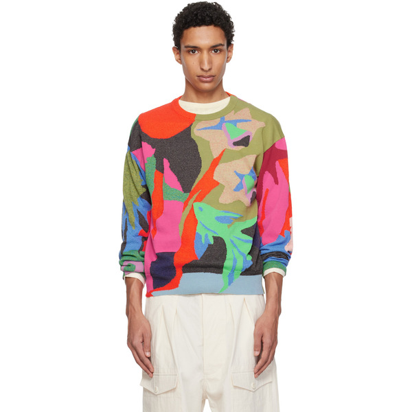  Paul Smith Multicolor 'river Collage' Knitted Cotton Sweater 