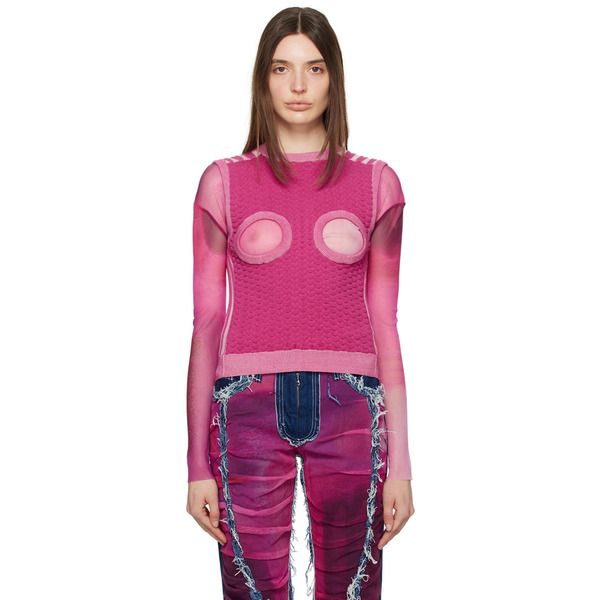  Paula Canovas Del Vas Pink Cutout Vest 