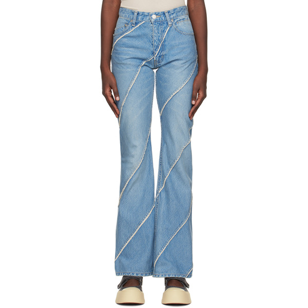  Perverze Ssense Exclusive Blue Nano Mist Denim-bias Line Jeans 